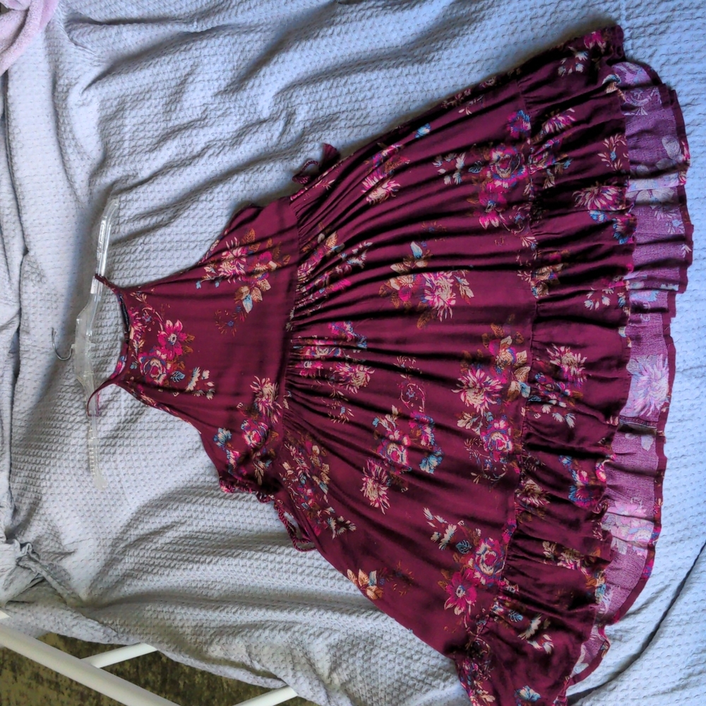 Burgundy floral sun dress